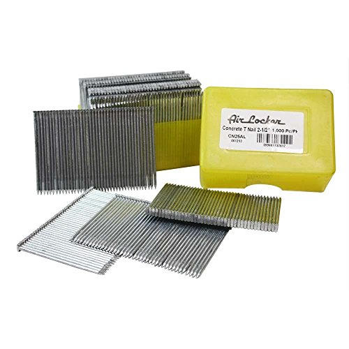 AIR LOCKER CN25AL 14 Gauge Concrete T-Nails for Concrete Nailers 2-1/2 Inch Smooth Shank (1000/Pack)