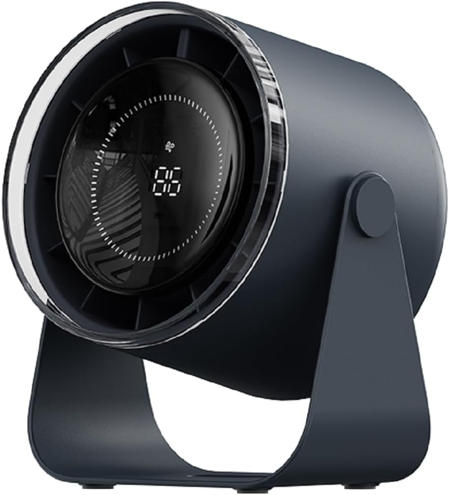 Small Desk Fan, 28dB Ultra-Quiet Air Circulator, 115° Adjustable Tilt, 100 Speeds, Rechargeable, USB-Powered - Bluish Black