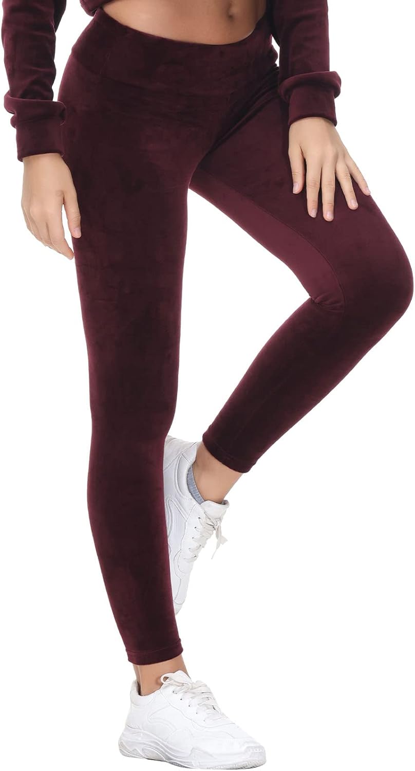 COZZIPLUS Women Velour Legging- High Waisted Buttery Soft Velvet Stretchy Legging - Image 3