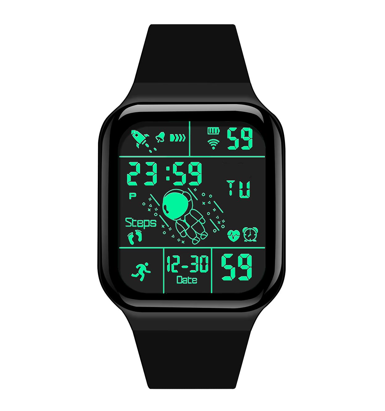 Time Up Digital Dial Astronaut Space Character Alarm & Waterproof LED Watch for Kids (Age:7-16 Years)-ASTR-X (Black) (B0DHQQPG4F) Amazon Price History, Amazon Price Tracker