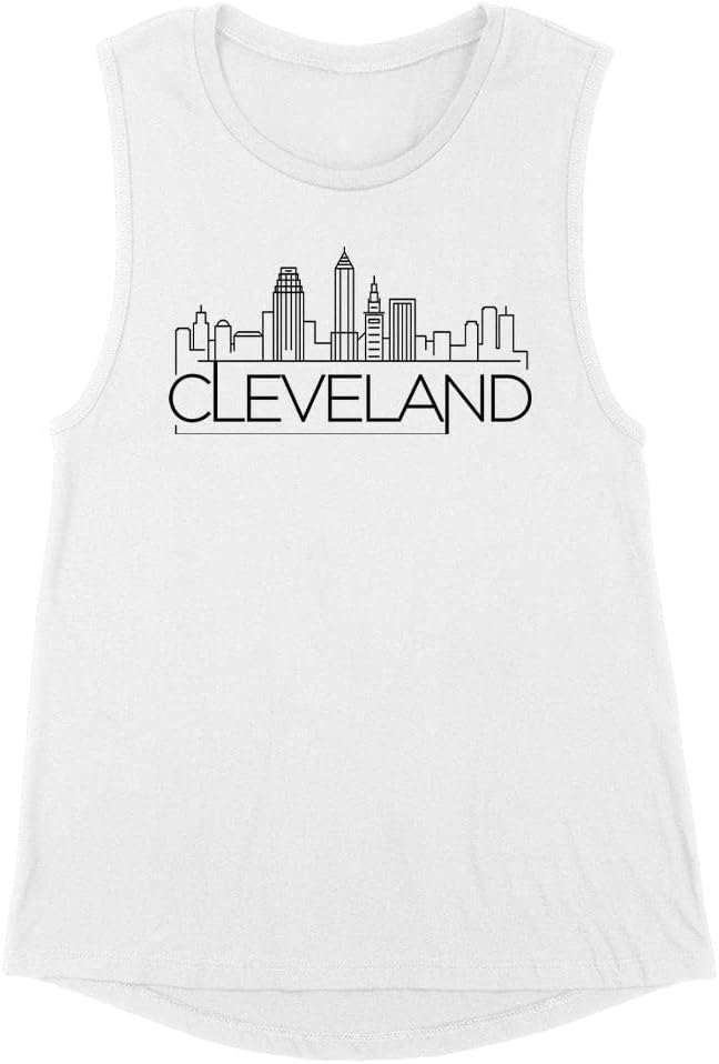 TeesAndTankYou Skyline Cleveland Ohio Women's Muscle Tank