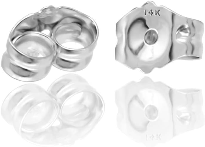 14KT White Gold Ball Stud Earrings with Butterfly Pushbacks (9MM)