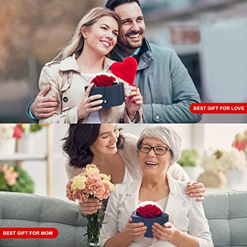 Xeolian Preserved Flowers Whit High-End Rose Necklace Gift Box Mother's Day Valentine's Day Christmas Thanksgiving Anniversary Romantic Surprise Gift For Proposing Women (Red Flower) #TOP3