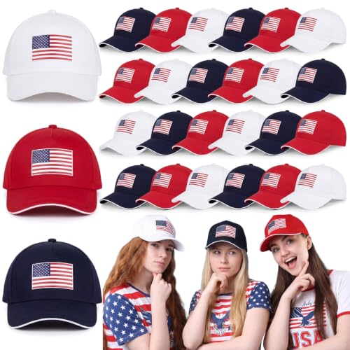 Image of Shyyween American Flag Baseball Hats 4th of July Hats 250 Anniversary Adjustable Patriotic Baseball Cap for Veterans Day