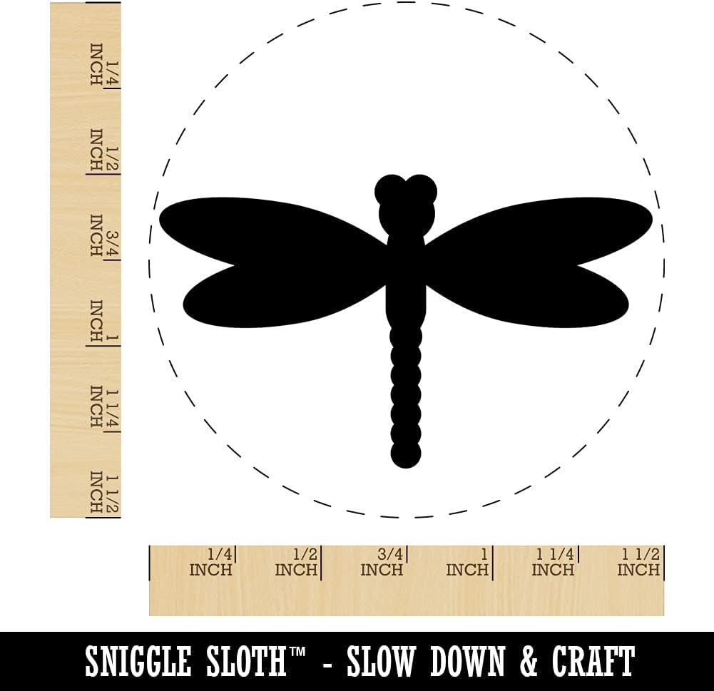 Dragonfly Solid Self-Inking Rubber Stamp Ink Stamper for Stamping Crafting Planners - 1-1/2 Inch Large - Blue Ink