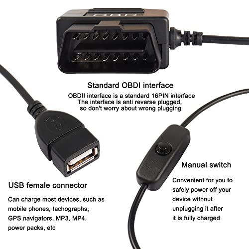 Cable OBD2 a USB de 5V 2A ideal para alimentar la cámara de salpicadero sin descargar batería 3