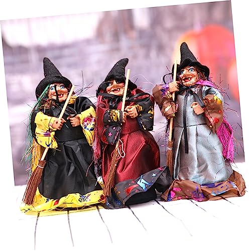Toyvian 1 Conjunto 3 Unidades Boneca Bruxa Vassoura Decoração Da Cena Do Festival Adorno Assustador