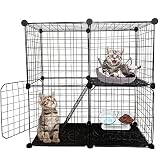 MUYG DIY Cat Cage,Pet Playpen Indoor, Detachable Metal Wire Small Animal Cages, 2-Tier Crate Large E
