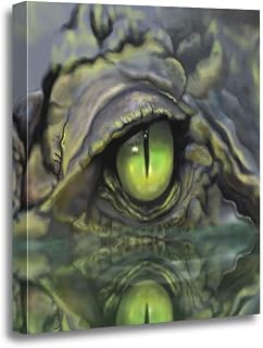 Ansouyi 12x16 Inches Canvas Wall Art Painting Green Alligator Drawing of Crocodile Eye Brown Animal Skin Home Decorative Artwork Prints