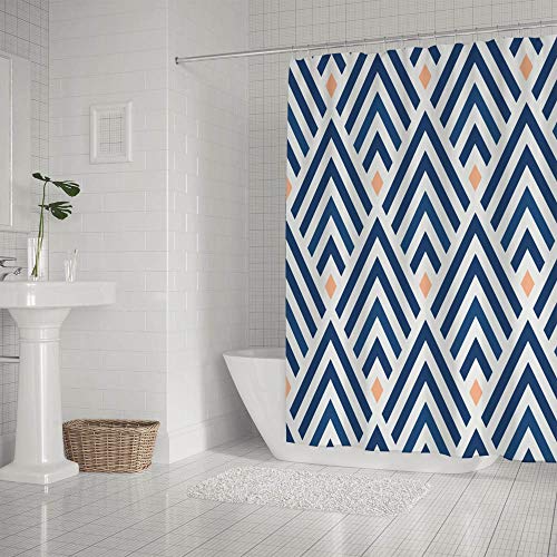 Rideau de douche imperméable avec crochets décoratifs en polyester géométrique 182x182 cm - 3