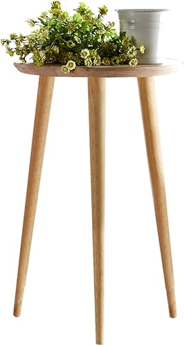 Miniatura 10 de WoodShine Mesa auxiliar pequeña redonda de madera maciza, mesa de centro decorativa de anidación natural (H22 pulgadas)