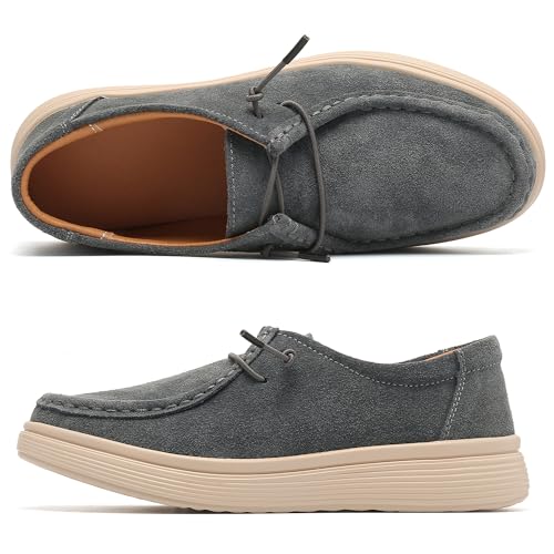 Image of Ruiatoo Women's Walking Shoes - Slip on Loafers Flexible Foot-Friendly Ultralight Boat Casual Shoes Deep Grey 39, 8