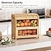 HOOBRO Bread Box, Bamboo Bread Box for Kitchen Countertop, 2 Tier Roll-Top Bread Bin, Food Storage Box, Large Capacity Keeper, Wooden Storage Cabinet, for Kitchen, Dining Room, Natural YL13MB01