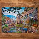 Gibsons Tea on the River 500 Piece Jigsaw Puzzle for Adults & Teens Colourful Countryside Village Scene Nostalgic Gift Thickest 100% Recycled Board Premium Puzzle by Gibsons Games - Image 2