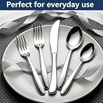 LIANYU 60-Piece Heavy Duty Silverware Set, Stainless Steel Flatware Cutlery Set for 12, Heavy Weight Eating Utensils for Home Restaurant Wedding, Dishwasher Safe, Mirror Polished