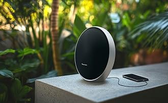 Harman Kardon Onyx Studio 9 - Portable Stereo Bluetooth Home Speaker with Built-in Battery and USB Charging, self-Tuning, and Multi-Speaker Connection by Auracast - Black (Renewed)