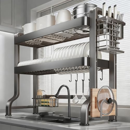 DTUcacochymic Escurreplatos de Acero Inoxidable para encimera, Organizador Multifuncional para Platos, Vasos, Cuencos y Cubiertos (79 cm/31,1 Pulgadas)