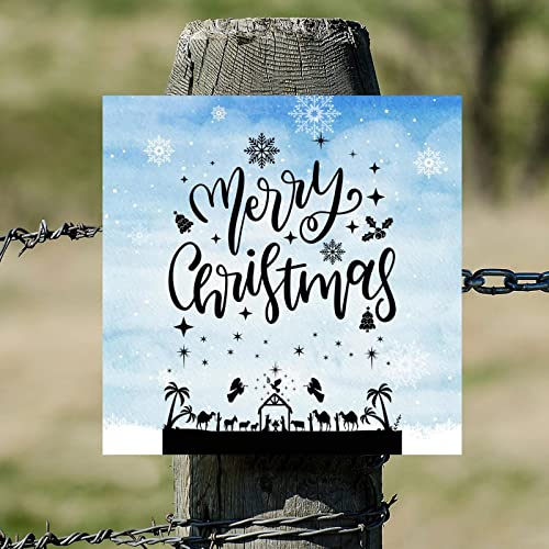 Plaque murale rétro en bois Merry Christmas déco 35x35 cm - 5