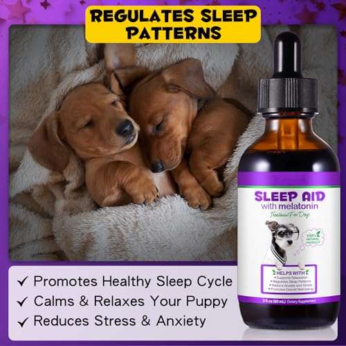 Image of Dog Melatonin, Melatonin for Dogs Calming, Dog Anxiety Relief, Dietary Supplement Liquid, Helps to Support Restful Sleep