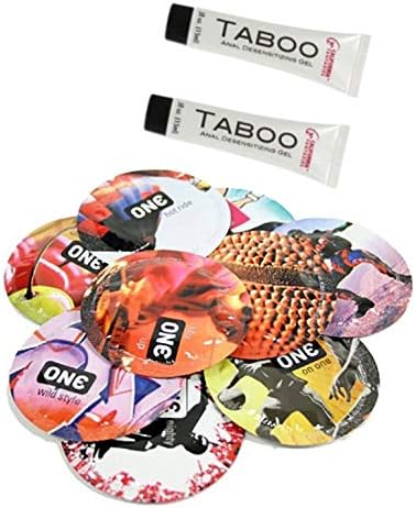 Taboo Gently Numbing Desensitizing Cream 0.5 Oz (Set of 2) & 1 Pack of 10 ONE Condoms Variety Pack