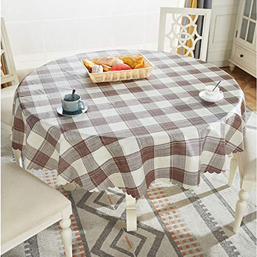 Zhicaikeji Tablecloths Check Roundtable Tablecloth Waterproof Anti-scald No European Round Table Cloth Tablecloths Home Picnic Party Buffet Table Decoration Oil Suitable For Kitchen Dining Table