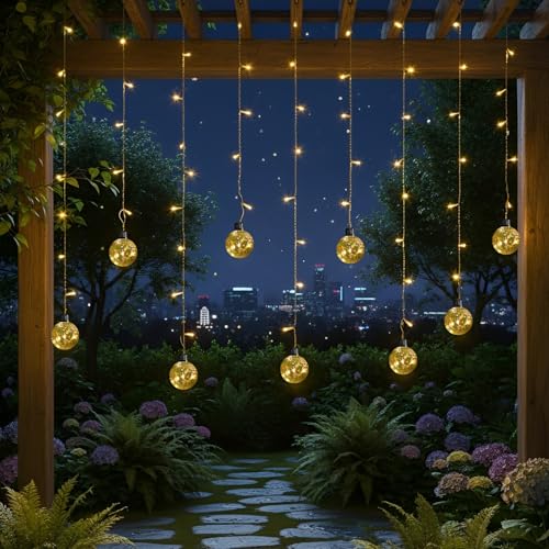 Image of Gigawatts Fairy Decor Light with Ball Orbs 138 LEDs 2.5m Indoor & Outdoor Globe Curtains Strings Warm White Decoration Lights for Diwali Christmas Wedding and Party (Pack of 1, Multicolour)