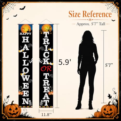 Oeyliz Halloween Decorations Happy Halloween Porch Trick or Treat Banner - image 6