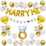 プロポーズ MARRY ME 風船 バルーン ガーランド 飾り付け 装飾 セット ダイヤモンド ゴールド 指輪 ハート バルーン バレンタイン 告白 ホテル 飾り サプライズ 結婚式 記念日 披露宴 ウェディング パーティー