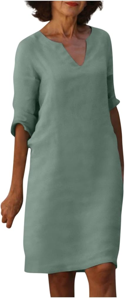 OIOLOYJM Plus Size Summer Dresses for Women 2025 Plus Size Dresses for Curvy Women 3/4 Sleeve Casual Boho Kaftan Dresses