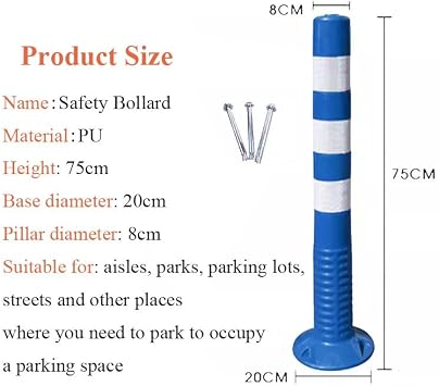 Driveway Safety Bollard Commercial Home Hotel Garage Traffic Paking Barrier Post High Visibility Security Post for Car Parking Hospital School Crowd Control,Blue-1 Pack