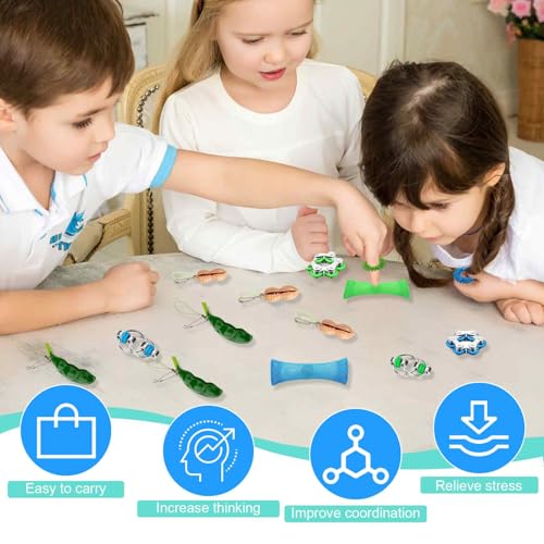 HA BIN 14 Stücke Fidget Toys Set, Stimming Toys Autism, Anti Stress Spielzeug Set, für Erwachsene und Kinder, Zappelspielzeug, Spinner, Stressabbau-Spielzeug