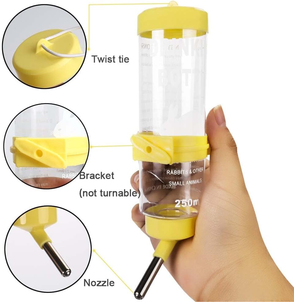 2PCS 8.45 oz No Drip Small Animal Water Bottle, BPA Free Best Water Bottle for Small Pet/Bunny/Ferret/Hamster/Guinea Pig/Rabbit