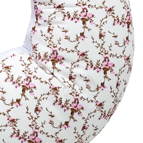 Almofada Amamentação Bebê Menina Floral Rosa Palha