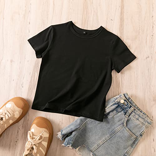 Image of KEEVICI Girls' Cute Strawberry Cow Print T Shirts Short Sleeve Crop Cotton Tops