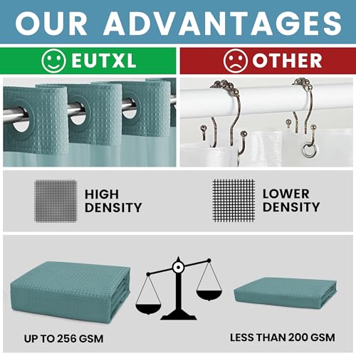 EUTXL Heavyweight No Hook Shower Curtain with Liner, Teal,71x86 by EUTXL - Used condition - Image 3