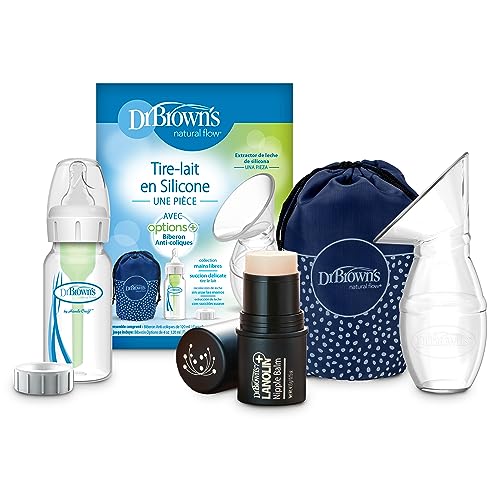 Dr. Brown’s Lanolin + Nipple Balm, 100% Silicone Breast Pump Breast Milk Catcher, Travel Bag, and 4oz Anti-Colic Options+ Baby Bottle, Level 1 Nipple & Lid - image 1