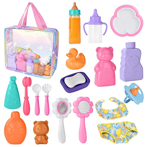 Aolso Ensemble d'Accessoires pour Poupée,20PCS Accessoires pour Poupées Accessoires d'alimentation pour Bébé Ensemble (Pas pour Les Vrais Bébés)