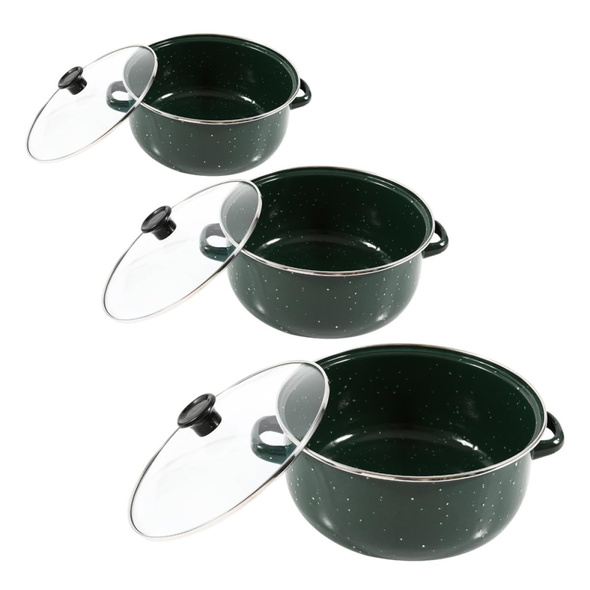 Casseroles en émail vert Beavorty 3 pièces 1,5l pour induction et cuisine maison