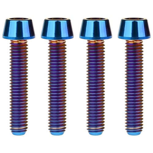 Image of Titanium Ti Bolt M5x9 16 18 20 25 30 35 40 45 50 55 60mm Tapered Head Screws Pack of 4 (M5x25mm, Burnt Blue)
