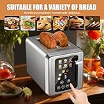WHALL Touch Screen Toaster 2 Slice, Stainless Steel Digital Timer Toasters with Sound Function, Smart Extra Wide Slots Toaster with Bagel, Cancel, Defrost (silver) - Image 5