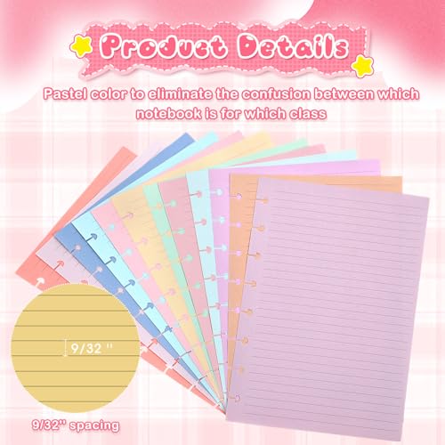 Feuilles lignées format demi-lettre A5 pour trier vos notes par couleur
