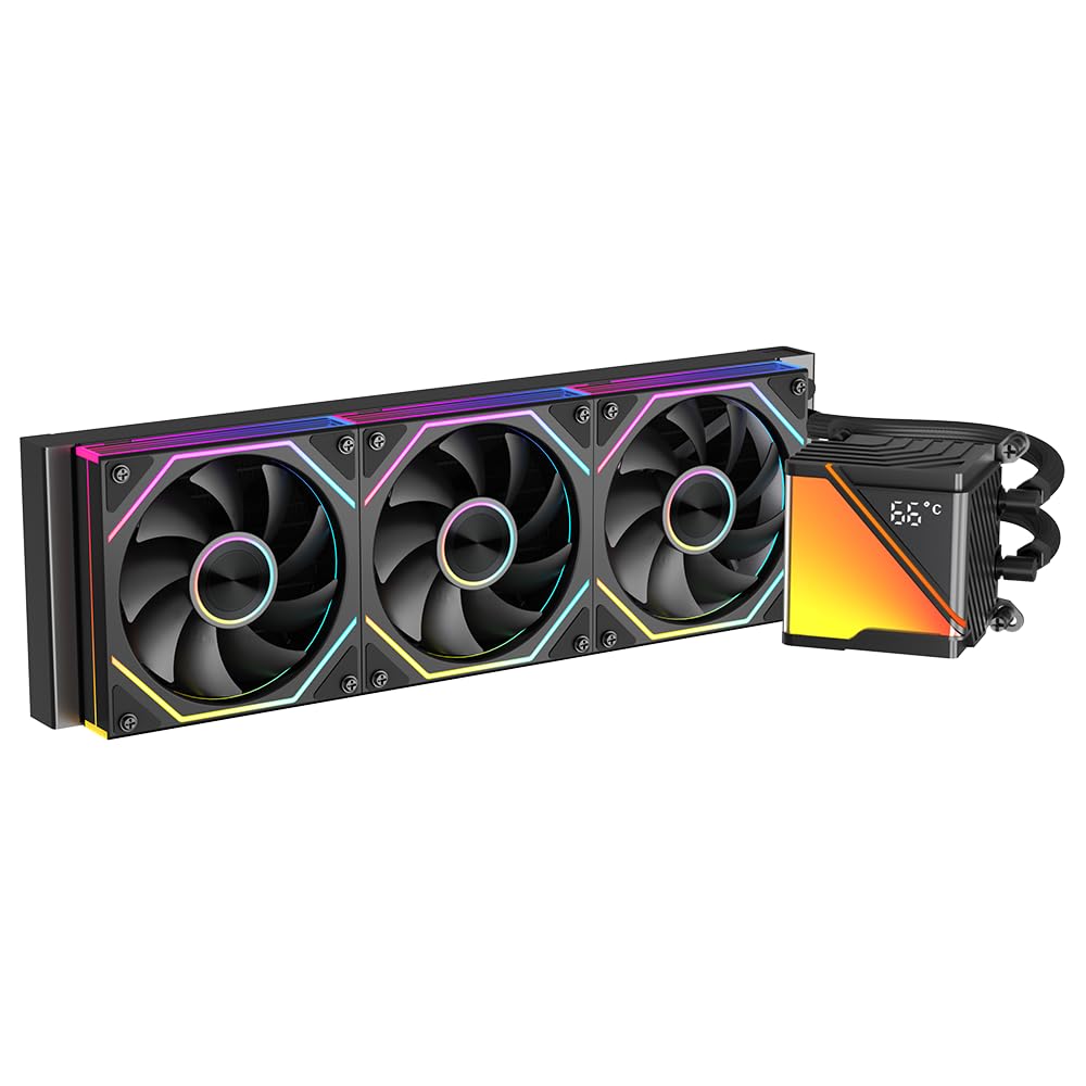 TZMRIT SR360-RS CPU Aio Wasserkühlung 360mm mit Temperatur display,80 * 80MM Jelly Design großer kalter Kopf,für LGA115X/1200/1700/1366/2011/2066,für AM3/AM3+/AM4/AM5 (BK)