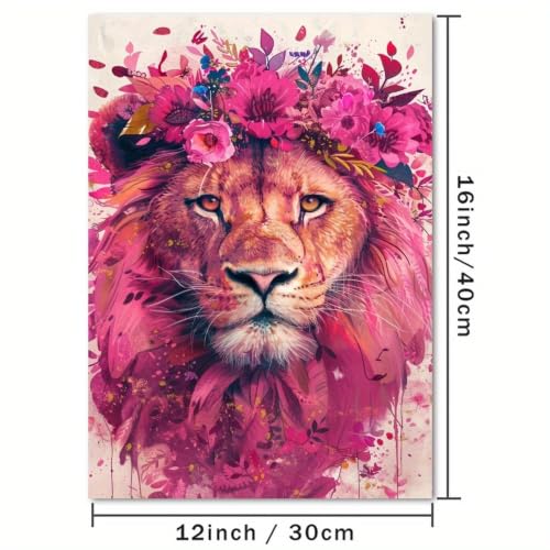 Affiche lion rose avec cadre 60x80cm pour salon - 4