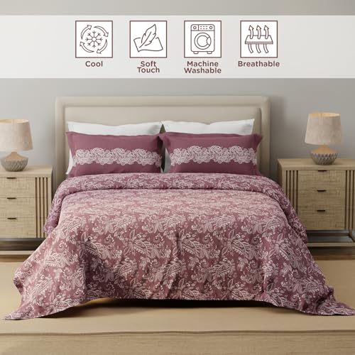 Image of Layers 100% Cotton for Double Size Bed | 120 TC Ethnic Print, Soft, Breathable, Machine Washable Bedsheet with 2 Pillow Covers | Forever Collection (224 x 254 cm) - Brown