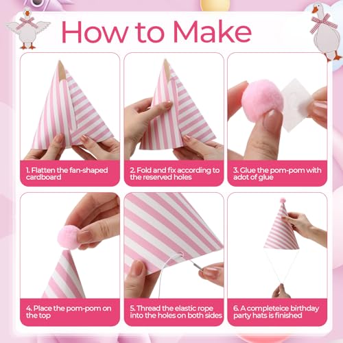 Vinsot 43 Pcs Mini Silly Goose Party Hat Set with Pink Happy Birthday Banner, Pastel Baby Shower Decor, Pet Props by Vinsot - Image 4