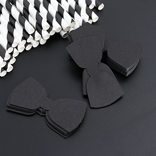 Luoem Paper Drinking Straws Bow Ties Decorative Cocktail Drinking Straws For Birthday Wedding Christmas Baby Shower Theme Decoration Supplies（40 Pack） #TOP4