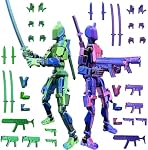 T13 Action Figure Set (Assembly Completed), 3D Printed Multi-Jointed, Titan 13 Action Figures, Multi-Articular Lucky Mobile Robot Nova T-13,Desktop Decorations for Game Lovers Toys (Green Purple)