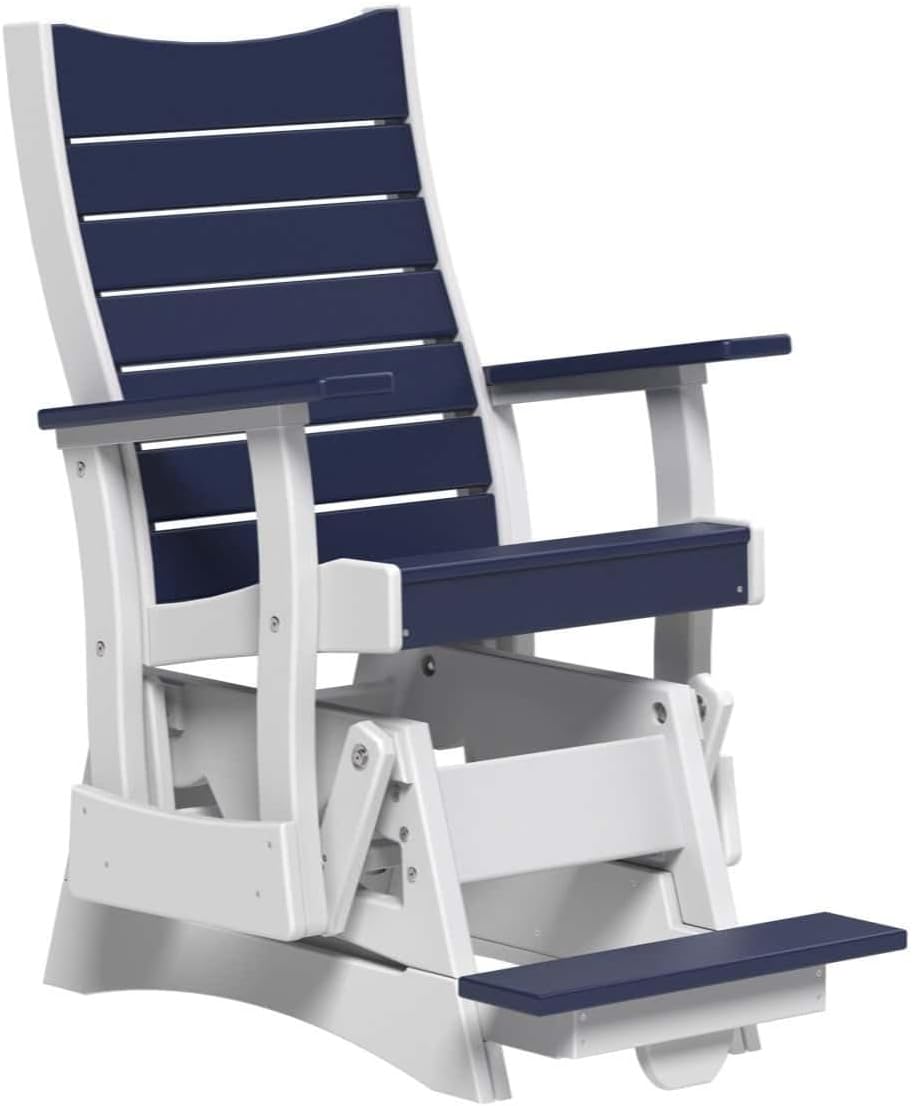 LuxCraft 2’ Contour Balcony Glider Chair – HDPE Poly Lumber Outdoor Patio Glider, Weather Resistant Rocking Chair for Small Space Porch Seating (Chestnut Brown)