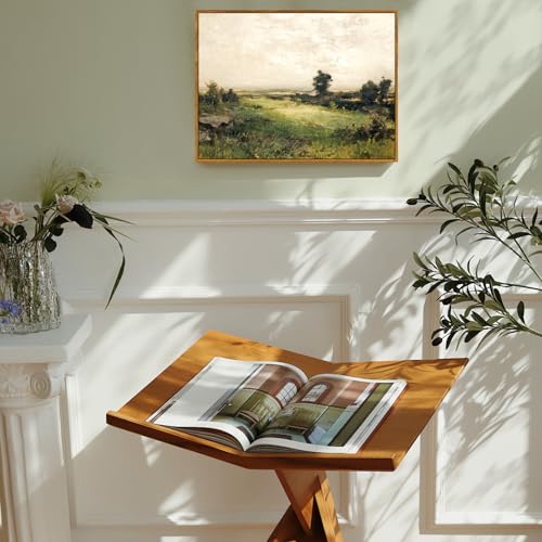 crmotu Framed Canvas Wall Art, Vintage Valley Landscape Painting, Nature Wilderness Scenery Art Prints, Retro Moody Pictures Wall Decor Living Room Bathroom Bedroom, Farmhouse Decor Artwork 16x24in