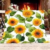 Manta Franela Polar para Sofá y Individual/Doble 140x180 cm 3D Flores Girasol Ligera y Multiusos, Mantas Cama Térmica Antipilling Verde para Dormitorio Sofá Viajar Toda Estación